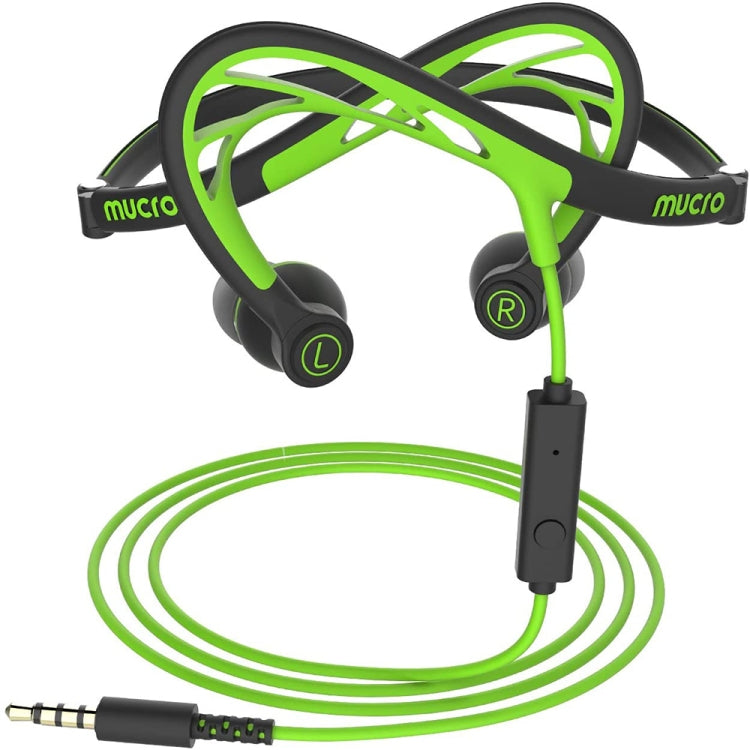 Mucro ML233 Foldable Wired Running Sports Headphones Night Neckband In-Ear Stereo Earphones, Cable Length: 1.2m(Green) - Sport Earphone by Mucro | Online Shopping UK | buy2fix