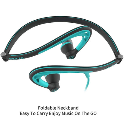 Mucro ML233 Foldable Wired Running Sports Headphones Night Neckband In-Ear Stereo Earphones, Cable Length: 1.2m(Blue) - Sport Earphone by Mucro | Online Shopping UK | buy2fix
