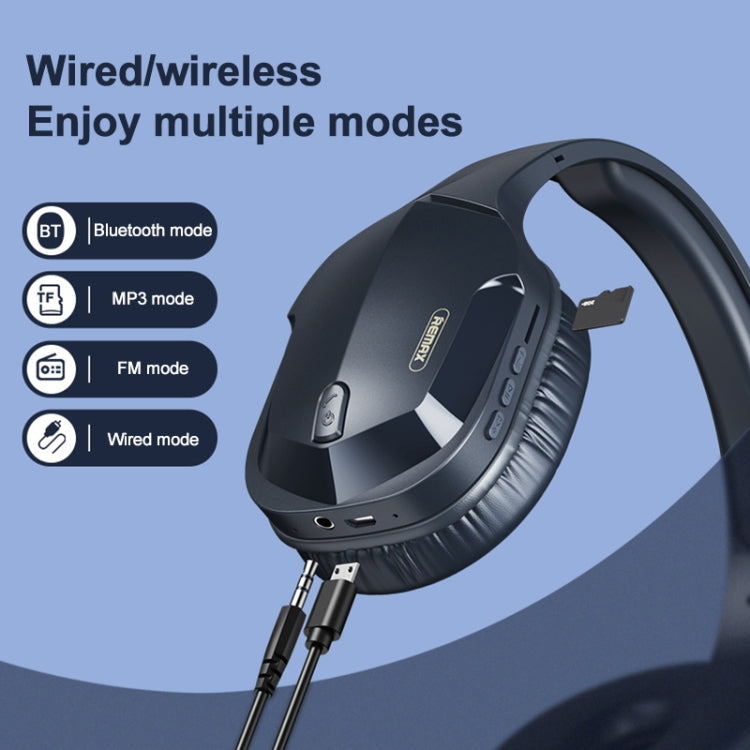 REMAX RB-750HB Wireless Gaming Bluetooth V5.0 Headphone (Navy Blue) - Headset & Headphone by REMAX | Online Shopping UK | buy2fix