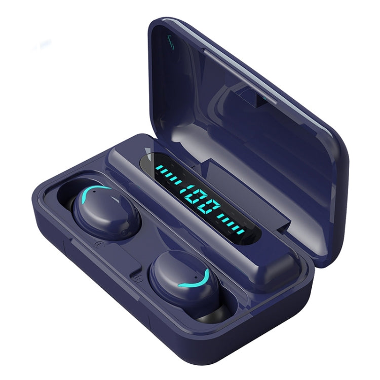 F9-5C Macaron Series Four-bar Breathing Light + Digital Display Noise Reduction Bluetooth Earphone (Dark Blue) - Bluetooth Earphone by buy2fix | Online Shopping UK | buy2fix