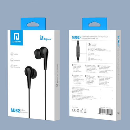 Langsdom MJ62 1.2m Wired In Ear 3.5mm Interface Stereo Earphones with Mic (Black) - In Ear Wired Earphone by Langsdom | Online Shopping UK | buy2fix