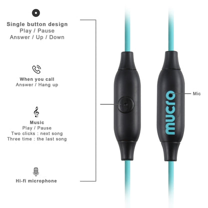 Mucro Type-C Plug In-Ear Sport Earhook Wired Stereo Headphones for Jogging Gym(Blue) - Type-C Earphone by Mucro | Online Shopping UK | buy2fix