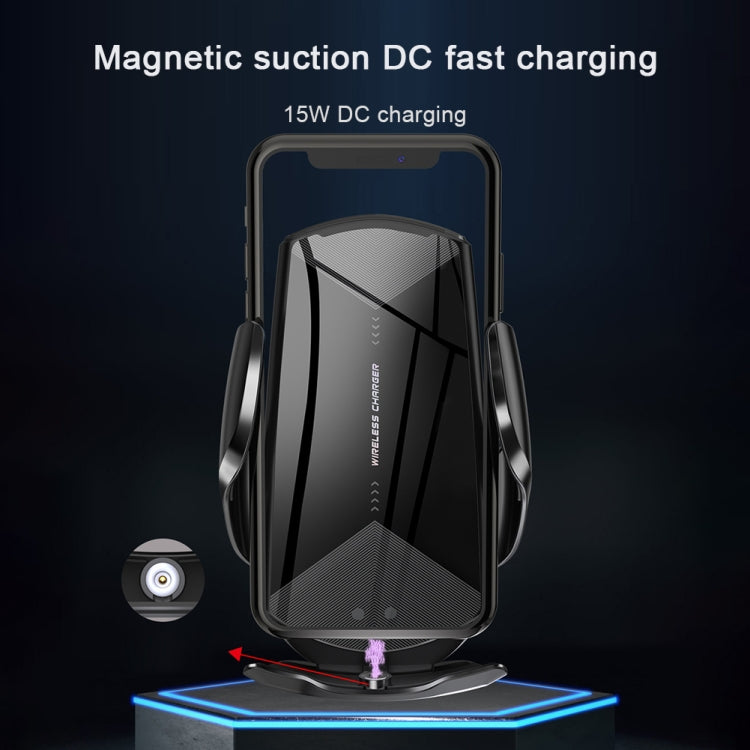 Q2 15W Universal Rotation Infrared Induction Magnetic Car Wireless Charging Mobile Phone Holder with Micro USB + 8 Pin + Type-C / USB-C Magnetic Connector(Silver) - In Car by buy2fix | Online Shopping UK | buy2fix