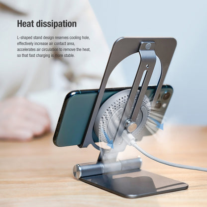 NILLKIN 2 in 1 15W PoweHold Mini Vertical Foldable Detachable Wireless Charger Mobile Phone Holder (Silver) - Wireless Charger by NILLKIN | Online Shopping UK | buy2fix