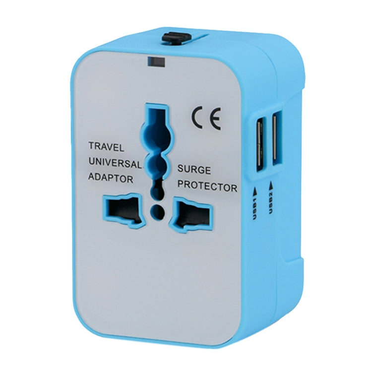 Portable Multi-function Dual USB Ports Global Universal Travel Wall Charger Power Socket, For iPad , iPhone, Galaxy, Huawei, Xiaomi, LG, HTC and Other Smart Phones, Rechargeable Devices(Blue) - Consumer Electronics by buy2fix | Online Shopping UK | buy2fix