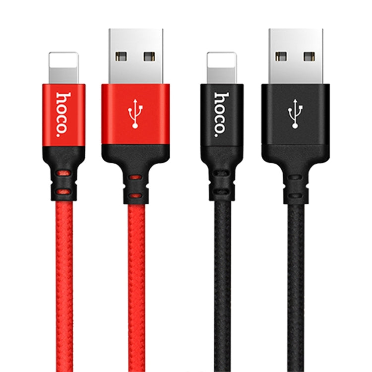 hoco X14 1m Nylon Braided Aluminium Alloy USB to 8 Pin Data Sync Charging Cable(Red) - Normal Style Cable by hoco | Online Shopping UK | buy2fix