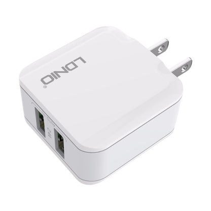 LDNIO A2201 2.4A Dual USB Charging Head Travel Direct Charge Mobile Phone Adapter Charger With Type-C Data Cable (US Plug) - Apple Accessories by LDNIO | Online Shopping UK | buy2fix