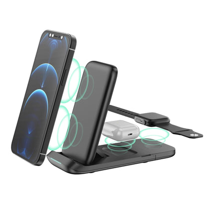 V8 3 in 1 Folding Portable Mobile Phone Watch Multi-Function Charging Stand Wireless Charger for iPhones & Apple Watch & Airpods (Black) - Apple Accessories by buy2fix | Online Shopping UK | buy2fix