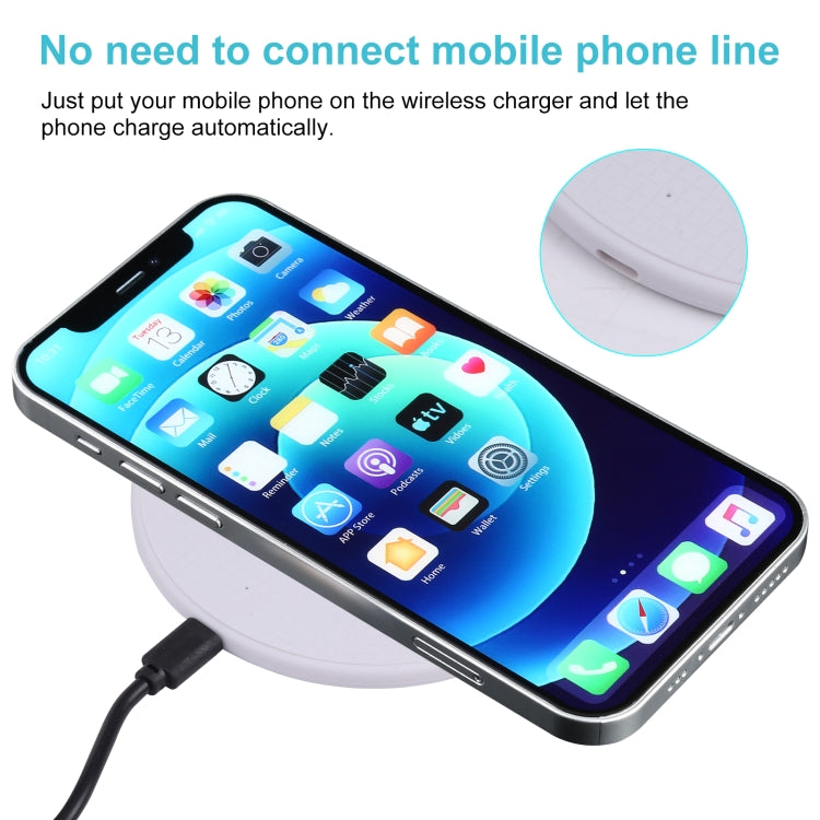 10W QI Plaid Pattern Round Plastic Wireless Charger (White) - Wireless Charger by buy2fix | Online Shopping UK | buy2fix