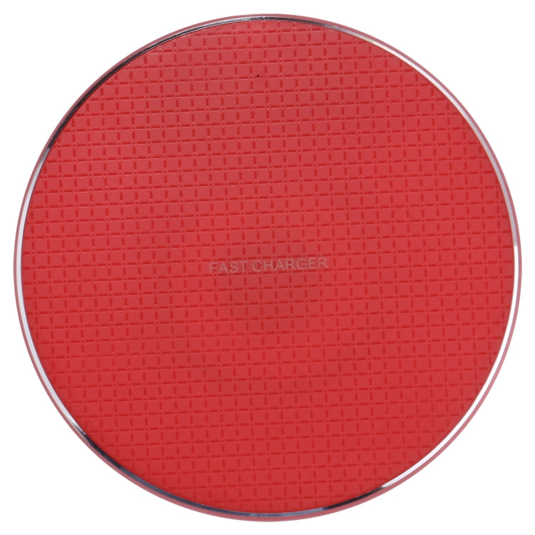 10W QI Plaid Pattern Round Metal Wireless Charger (Red) - Apple Accessories by buy2fix | Online Shopping UK | buy2fix