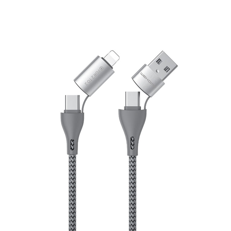 WK WDC-112 4 In 1 Dual Type-C / USB-C + USB + 8 Pin Multi-function Interchange Charging Cable(Silver) - Multifunction Cable by WK | Online Shopping UK | buy2fix