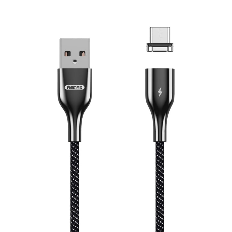 REMAX RC-158m 3A USB to Micro USB Interface Charging + Transmission Magnetic Attraction Polyester Two-color Braided Data Cable, Cable Length: 1m (Black) - Charging Cable & Head by REMAX | Online Shopping UK | buy2fix