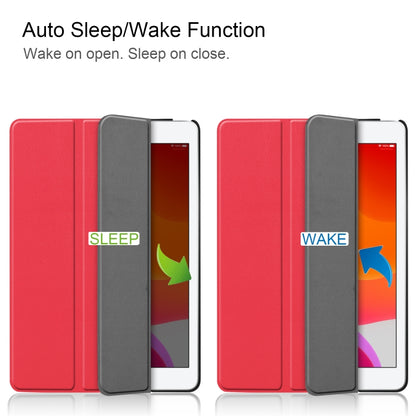 For iPad 10.2 Custer Texture Horizontal Flip Smart PU Leather Case with Sleep / Wake-up Function & Three-folding Holder (Red) - iPad 10.2 Cases by buy2fix | Online Shopping UK | buy2fix