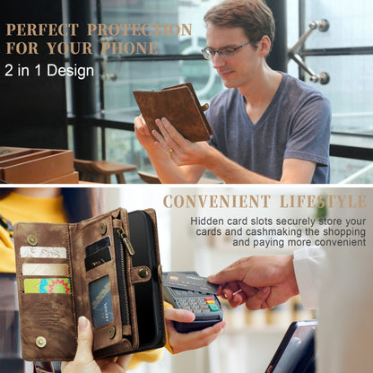 For iPhone X / XS CaseMe-008 TPU + PC Magnetic Absorption Detachable Back Cover Horizontal Flip Leather Case with Holder & Card Slots & Zipper Wallet & Photo Frame(Brown) - More iPhone Cases by CaseMe | Online Shopping UK | buy2fix