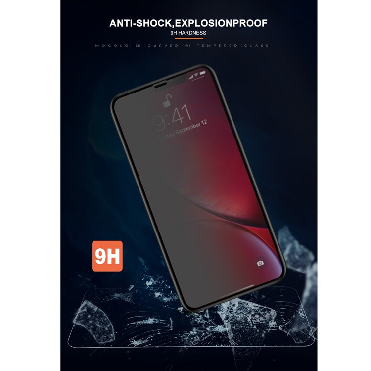 For iPhone 11 / XR mocolo 0.33mm 9H 3D Round Edge Privacy Anti-glare Tempered Glass Film(Black) - iPhone XR Tempered Glass by mocolo | Online Shopping UK | buy2fix