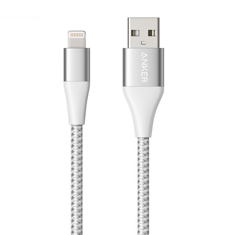 ANKER A8452 Powerline+ II USB to 8 Pin Apple MFI Certificated Nylon Pullable Carts Charging Data Cable, Length: 0.9m(Silver) - MFI Cable by ANKER | Online Shopping UK | buy2fix