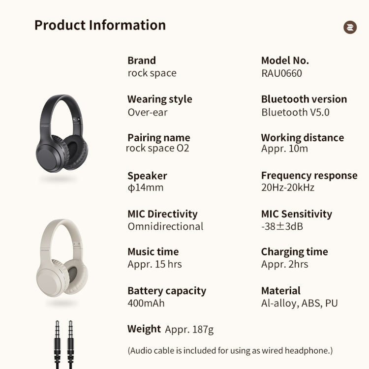 ROCK Space O2 HiFi Bluetooth 5.0 Wireless Headset with Mic, Support TF Card(White) - Headset & Headphone by ROCK | Online Shopping UK | buy2fix