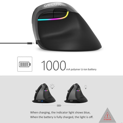 DELUX M618 Mini 2.4G Wireless 2400DPI USB Rechargeable Ergonomic Vertical Mouse(Grey) - Wireless Mice by DELUX | Online Shopping UK | buy2fix