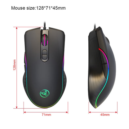 HXSJ A867 USB 6400DPI Four-speed Adjustable RGB Illuminate Wired E-sport Gaming Mouse, Length: 1.5m - Computer & Networking by HXSJ | Online Shopping UK | buy2fix