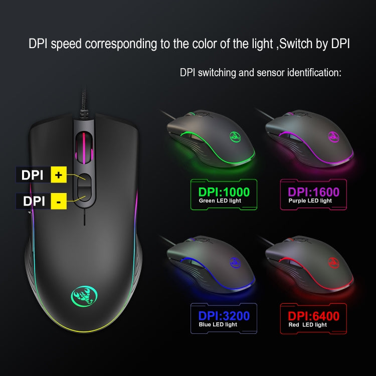 HXSJ A867 USB 6400DPI Four-speed Adjustable RGB Illuminate Wired E-sport Gaming Mouse, Length: 1.5m - Computer & Networking by HXSJ | Online Shopping UK | buy2fix