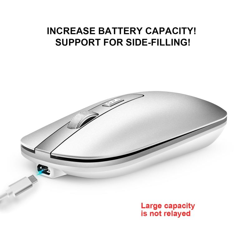 HXSJ M30 Rechargeable Wireless Mouse Metal Wheel Mute 2.4G Office Mouse 500 mAh Built-in Battery(Grey) - Wireless Mice by HXSJ | Online Shopping UK | buy2fix