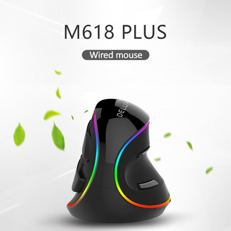 DELUX M618 Plus RGB Wired Optical Mouse Ergonomic Vertical Mouse 4000DPI - Wired Mice by DELUX | Online Shopping UK | buy2fix