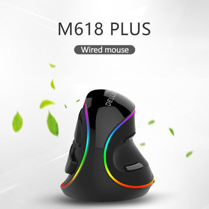 DELUX M618 Plus RGB Wired Optical Mouse Ergonomic Vertical Mouse 4000DPI - Wired Mice by DELUX | Online Shopping UK | buy2fix