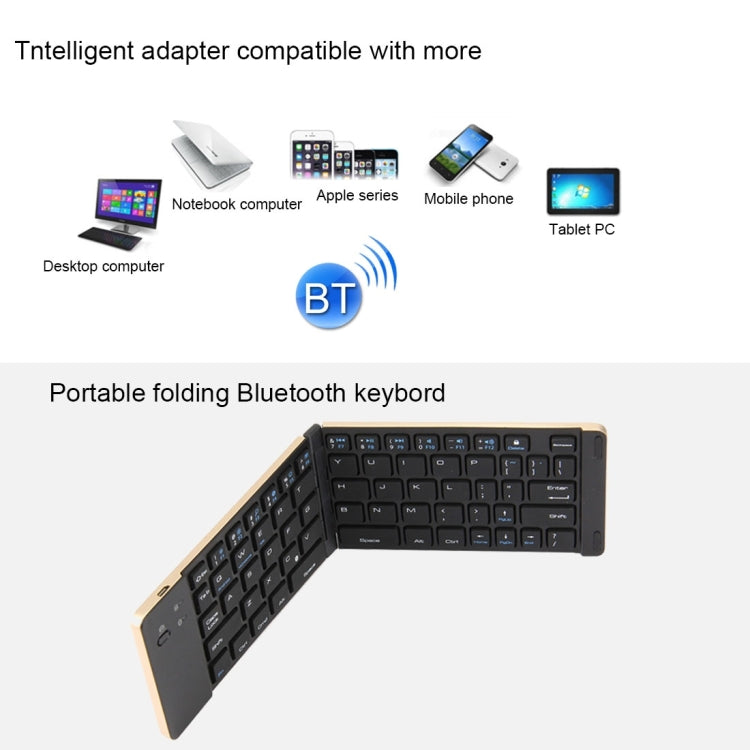 F66 Foldable Bluetooth Wireless 66 Keys Keyboard, Support Android / Windows / iOS (Rose Gold) - Wireless Keyboard by buy2fix | Online Shopping UK | buy2fix