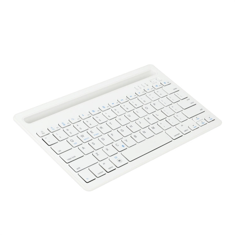 B908 Ultra-slim 78 Keys Bluetooth Wireless Keyboard with Concave Mobile Phone Holder (White) - Wireless Keyboard by buy2fix | Online Shopping UK | buy2fix