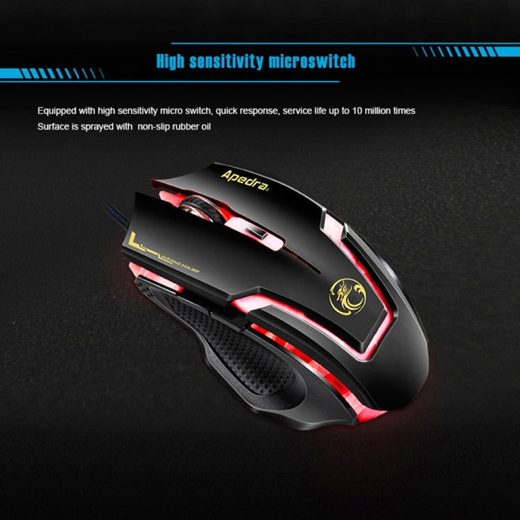 Apedra iMICE A9 High Precision Gaming Mouse LED four color controlled breathing light USB 6 Buttons 3200 DPI Wired Optical Gaming Mouse for Computer PC Laptop(Black) - Wired Mice by iMICE | Online Shopping UK | buy2fix