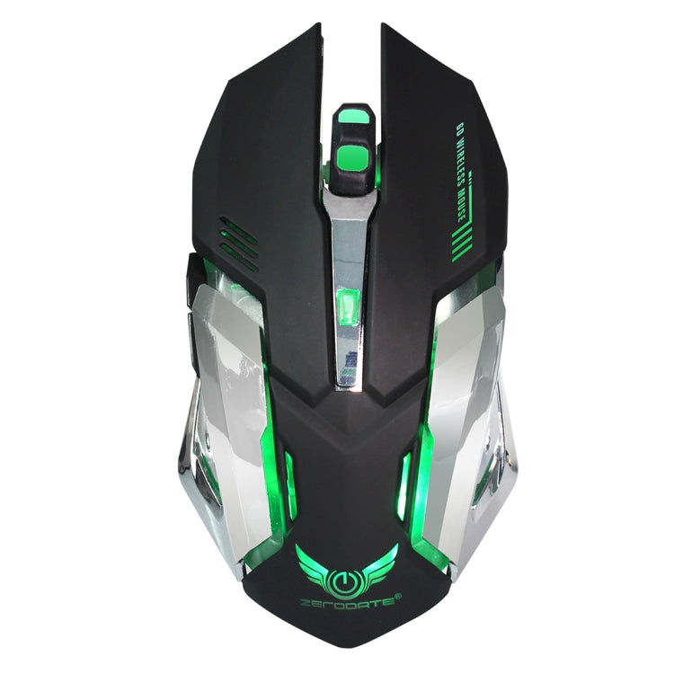 ZERODATE X70 2.4GHz Wireless 6-Keys 2400 DPI Adjustable Ergonomics Optical Gaming Mouse with Breathing Light(Black) - Wireless Mice by ZERODATE | Online Shopping UK | buy2fix