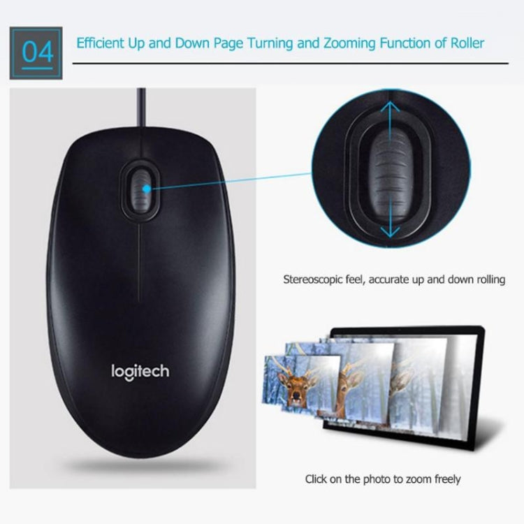 Logitech M100R USB Interface Full Size 1000DPI Wired Optical Mouse (Black) -  by Logitech | Online Shopping UK | buy2fix