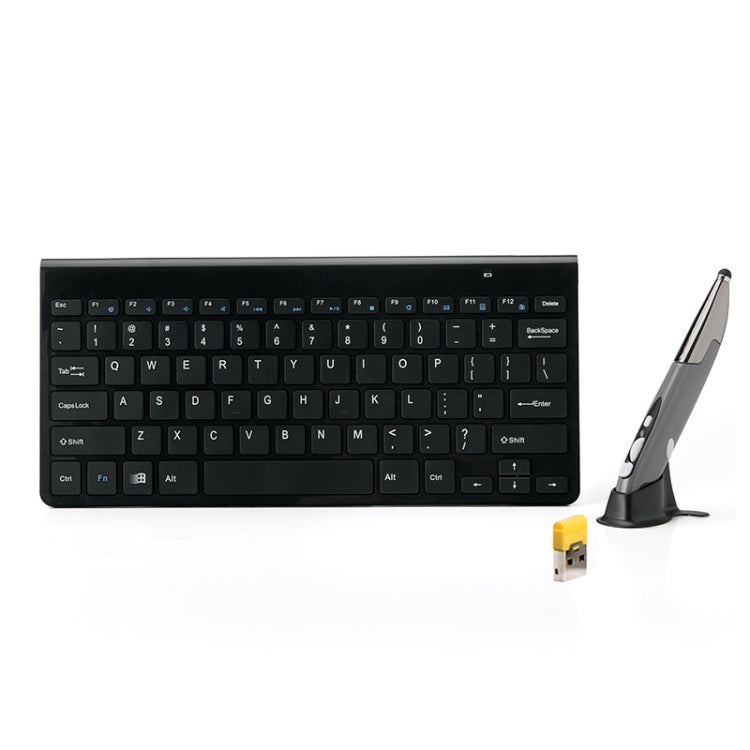 KM-909 2.4GHz Wireless Multimedia Keyboard + Wireless Optical Pen Mouse with USB Receiver Set for Computer PC Laptop, Random Pen Mouse Color Delivery(Black) - Wireless Keyboard by buy2fix | Online Shopping UK | buy2fix