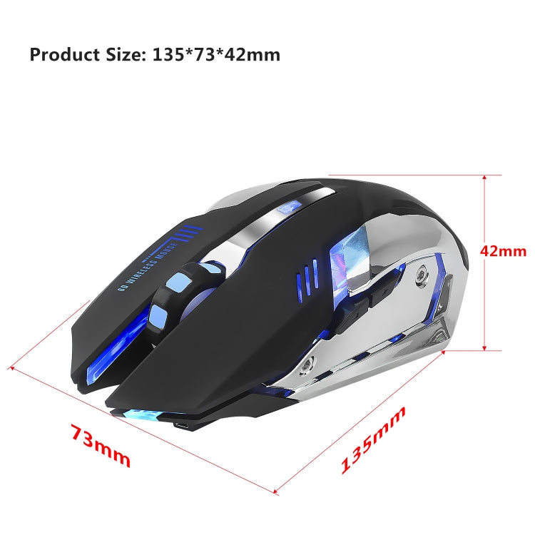 HXSJ M10 2.4GHz 6-keys USB Rechargeable Colorful Lighting Ergonomic 2400DPI Wireless Optical Gaming Mouse for Desktop Computers - Wireless Mice by HXSJ | Online Shopping UK | buy2fix