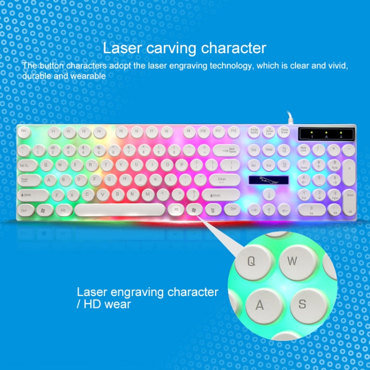 Chasing Leopard G21 USB 104-keys Waterproof Floating Round Punk Keycap Colorful Backlight Mechanical Feel Wired Keyboard, Length: 1.3m(Black) - Wired Keyboard by Chasing Leopard | Online Shopping UK | buy2fix