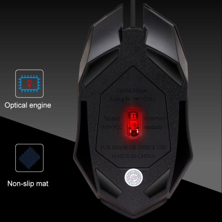 Chasing Leopard K2 USB LED Backlight 1600DPI Three-speed Adjustable Wired Optical Gaming Mouse, Length: 1.3m - Wired Mice by Chasing Leopard | Online Shopping UK | buy2fix