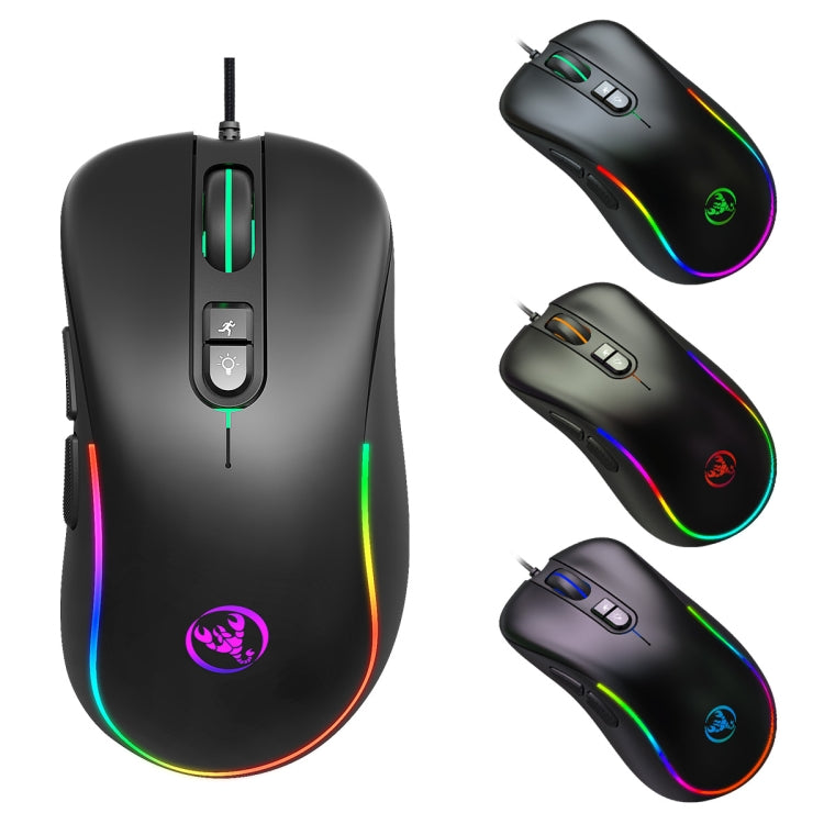 HXSJ J300 7 Keys RGB Lighting Programmable Gaming Wired Mouse(Black) - Wired Mice by HXSJ | Online Shopping UK | buy2fix