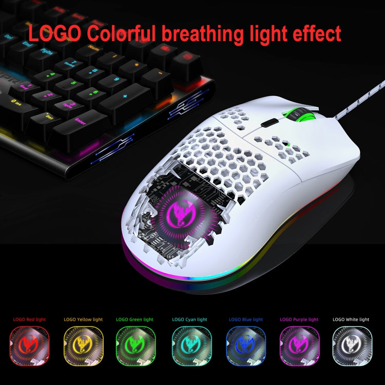 HXSJ J900 6 Keys RGB Lighting Programmable Gaming Wired Mouse (White) - Wired Mice by HXSJ | Online Shopping UK | buy2fix