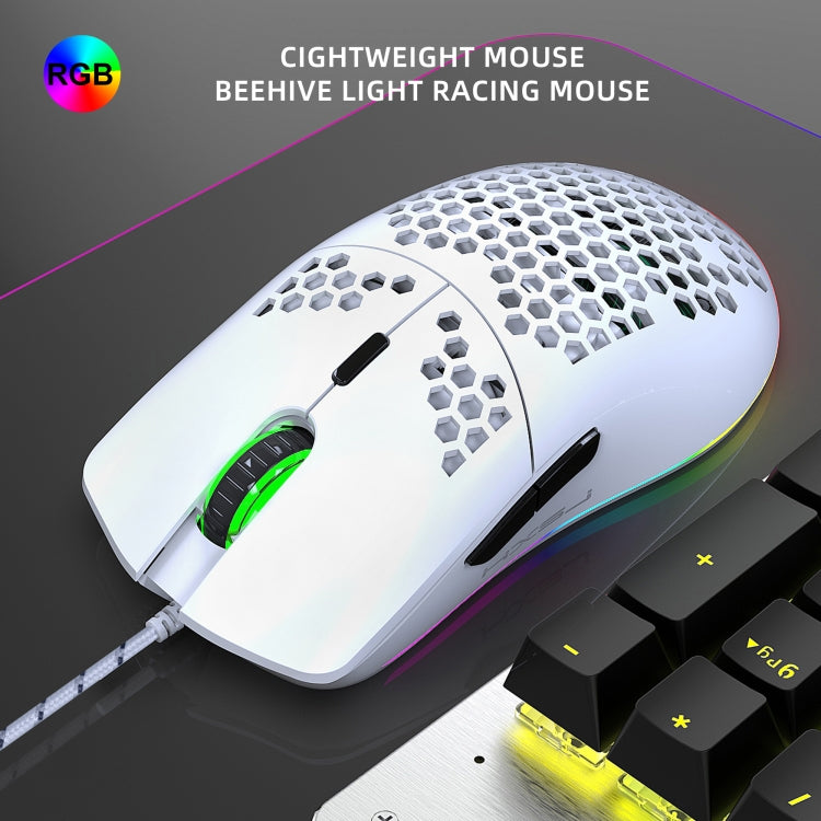 HXSJ J900 6 Keys RGB Lighting Programmable Gaming Wired Mouse (White) - Wired Mice by HXSJ | Online Shopping UK | buy2fix