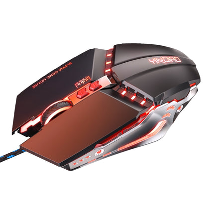 YINDIAO 3200DPI 4-modes Adjustable 7-keys RGB Light Wired Metal Mechanical Hard Core Macro Mouse, Style: Silent Version (Grey) - Wired Mice by YINDIAO | Online Shopping UK | buy2fix