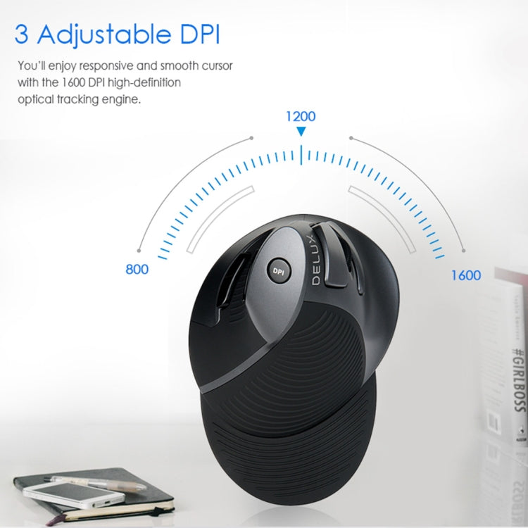 DELUX M618GX Wireless Ergonomic Vertical Mouse 1600DPI Optical Mouse - Wireless Mice by DELUX | Online Shopping UK | buy2fix