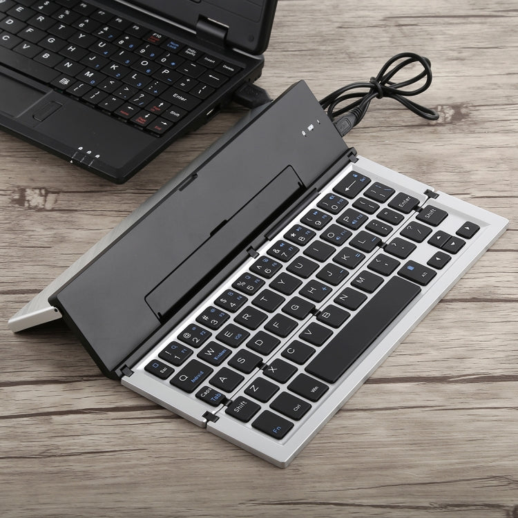 GK608 Ultra-thin Foldable Bluetooth V3.0 Keyboard, Built-in Holder, Support Android / iOS / Windows System (Grey) - Wireless Keyboard by buy2fix | Online Shopping UK | buy2fix