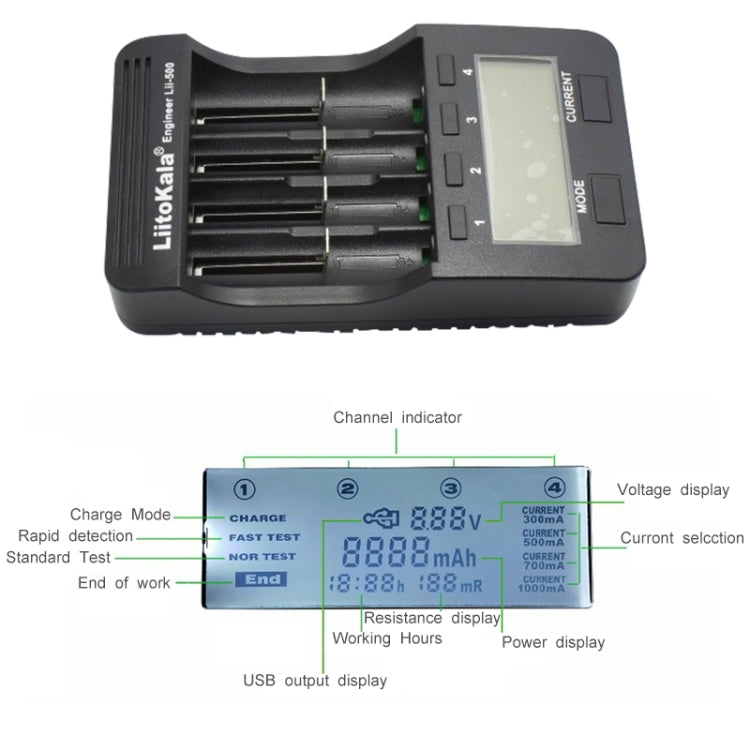 LiitoKala lii-500 Lithium Battery Charger for Li-ion IMR 18650, 26650, 16340, 14500, 10440, 18500, US Plug - Consumer Electronics by buy2fix | Online Shopping UK | buy2fix