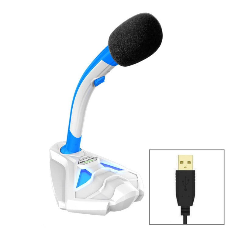 K1 Desktop Omnidirectional USB Wired Mic Condenser Microphone with Phone Holder, Compatible with PC / Mac for Live Broadcast, Show, KTV, etc(White + Blue) - Consumer Electronics by buy2fix | Online Shopping UK | buy2fix