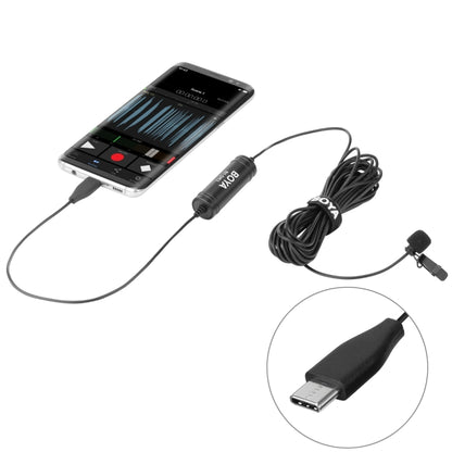 BOYA BY-DM2 USB-C / Type-C Broadcast Lavalier Condenser Microphone with Windscreen for Android Phones / Tablets (Black) - Camera Microphone by BOYA | Online Shopping UK | buy2fix