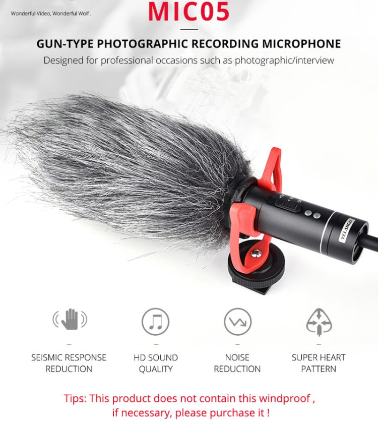 YELANGU YLG9930B MIC05 Professional Interview Condenser Video Shotgun Microphone with 3.5mm Audio Cable for DSLR & DV Camcorder(Black) - Consumer Electronics by YELANGU | Online Shopping UK | buy2fix