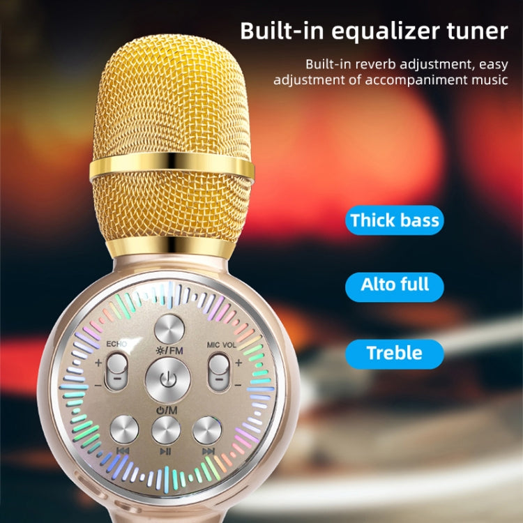 K2 Bluetooth 5.0 Karaoke Live Colorful Lights Wireless Bluetooth Microphone (Gold) - Microphone by buy2fix | Online Shopping UK | buy2fix