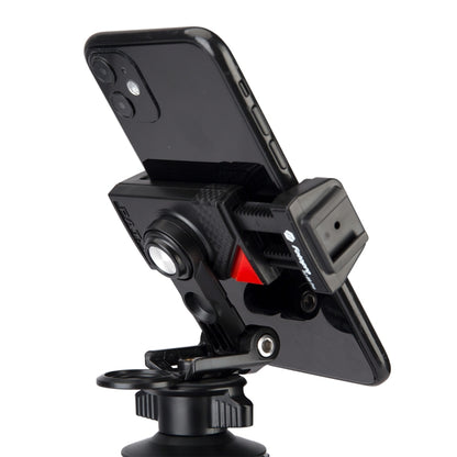 Fotopro SJ-89 Pro Carbon Fiber Texture Horizontal and Vertical Tripod Mount Adapter Phone Clamp Bracket with Cold Shoe (Black) - Stand by Fotopro | Online Shopping UK | buy2fix