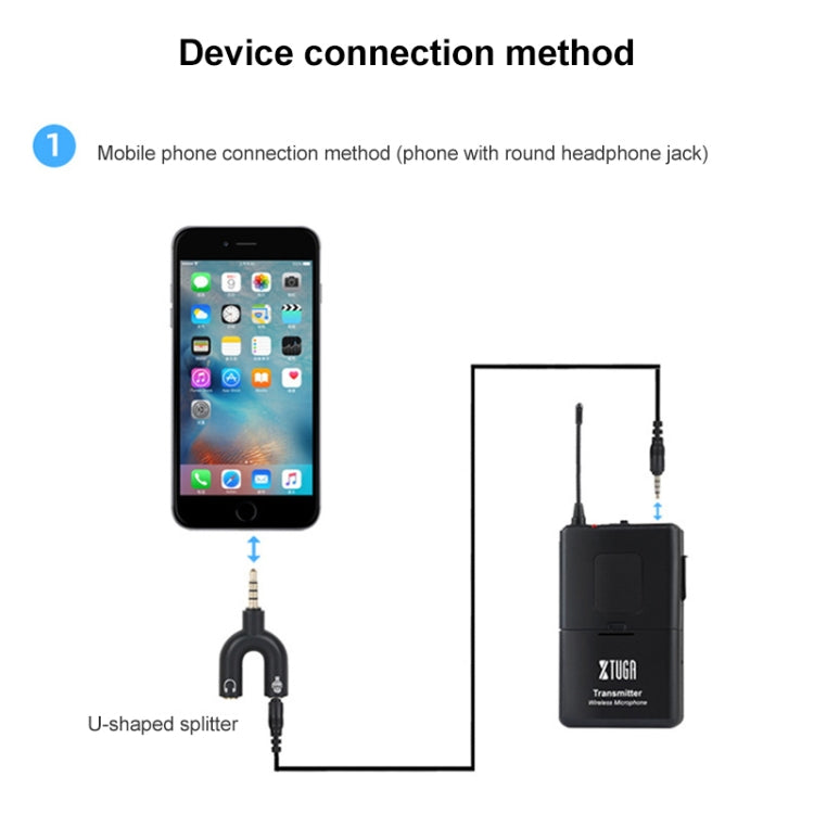 XTUGA CM4 UHF Dual Wireless Lavalier Microphone Lapel Mic System - Camera Microphone by XTUGA | Online Shopping UK | buy2fix