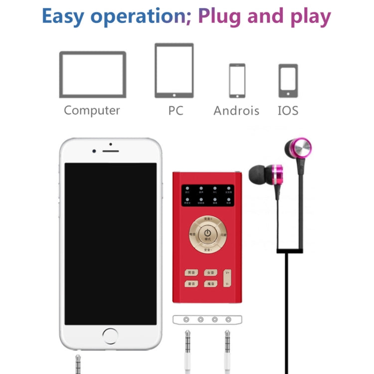 RK-C19 Live Broadcast Audio Headset Microphone Webcast Entertainment Streamer Sound Card for Phone, Computer PC(Red) - Consumer Electronics by buy2fix | Online Shopping UK | buy2fix